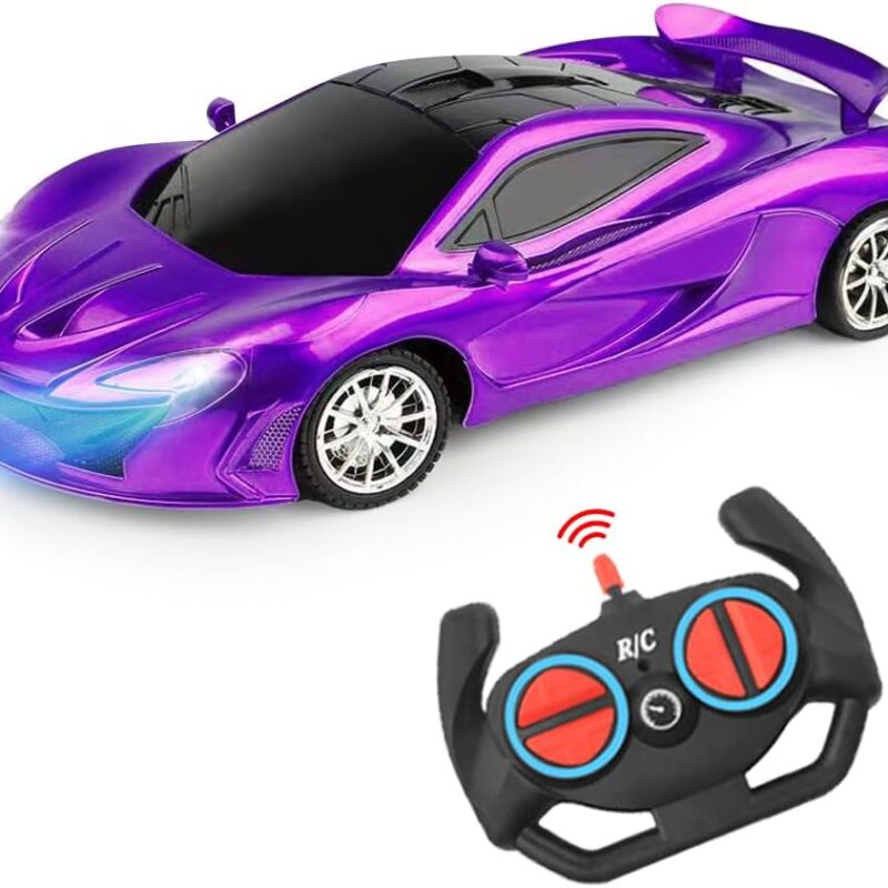 Remote Control Car for Girls, RC Sport Racing for Kids Hobby Toy, 2.4GHz Electric Power On Road High Speed Drift Model Vehicle with Led Headlight and Controller Rechargeable,Xmas Birthday Gifts Purple