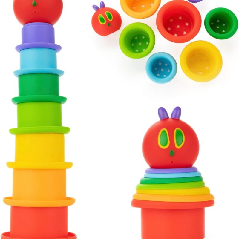 Bath Time Stacking Cup Set with Caterpillar Head Squirty Perfect for Water Play Ages 18 Months and Up