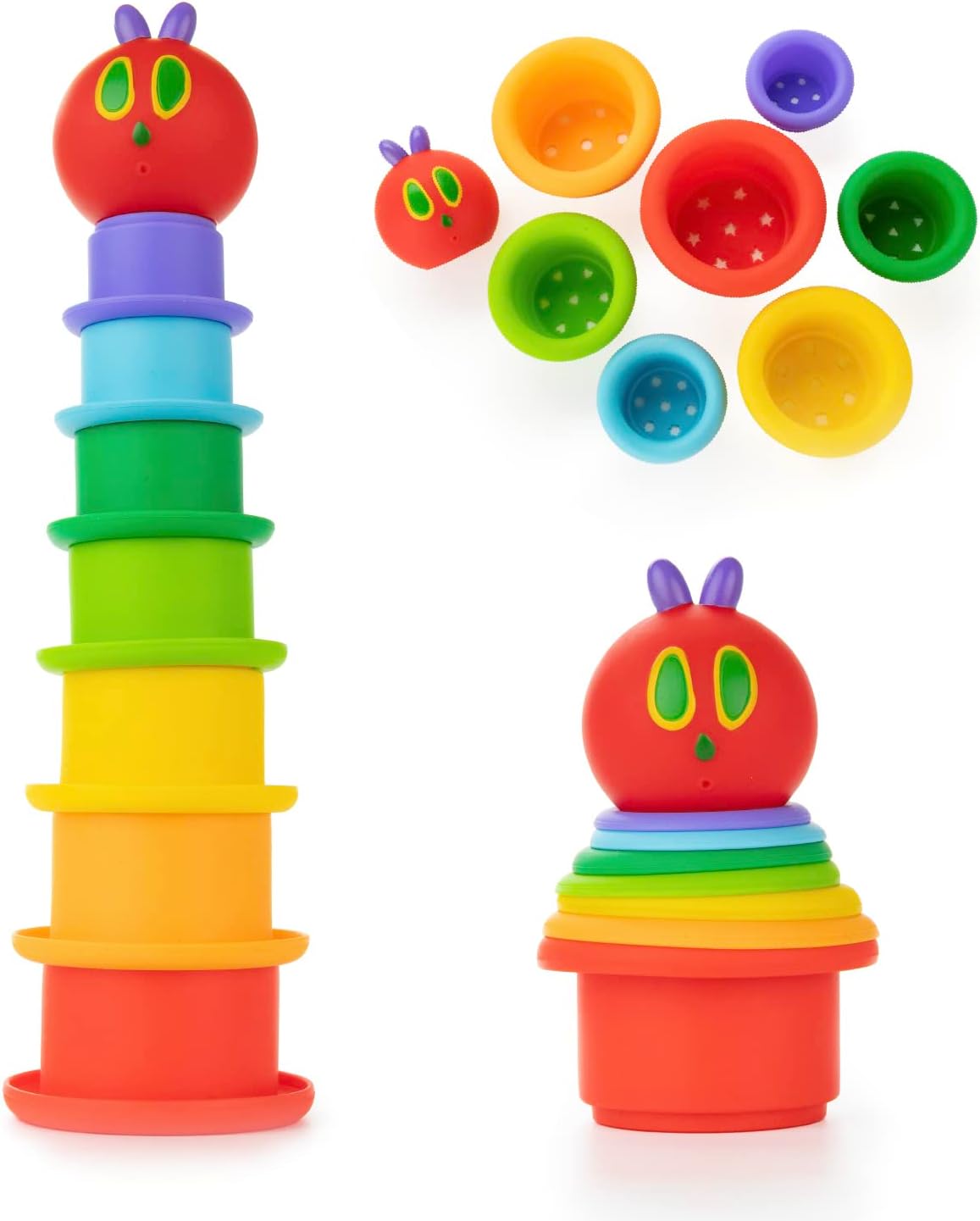 Bath Time Stacking Cup Set with Caterpillar Head Squirty Perfect for Water Play Ages 18 Months and Up