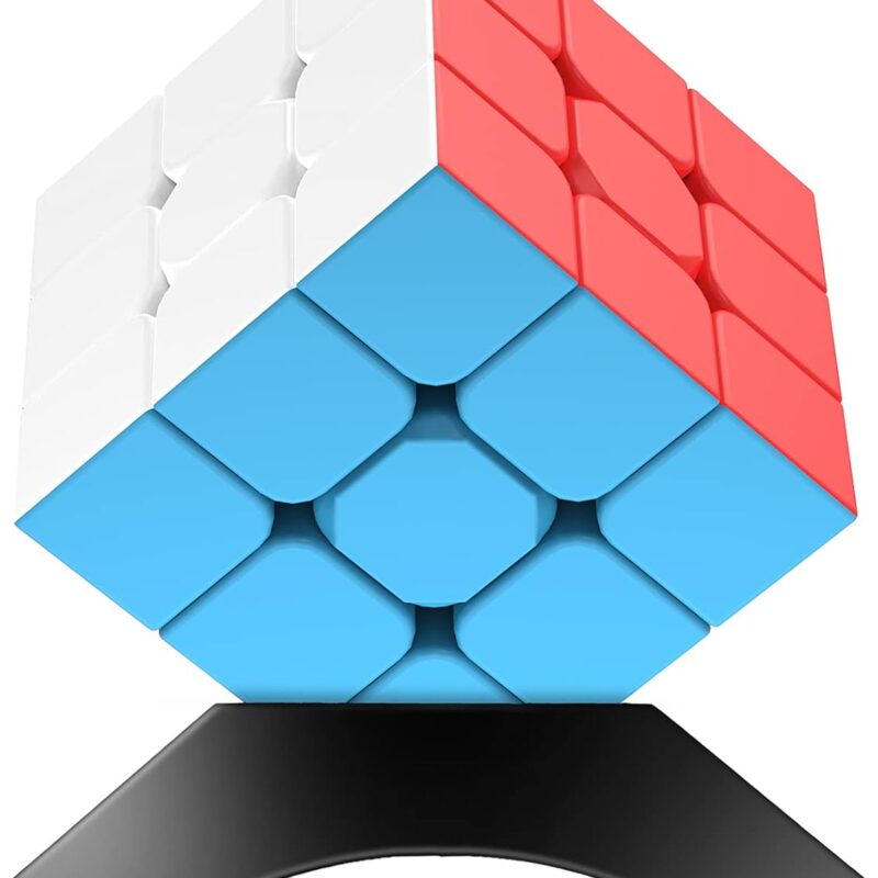 3x3 Speed Cube Stickerless with Stand & Tutorial: Magic Smooth Play, Easy Turning Puzzle Toy for Kids Adults,  Educational Gift