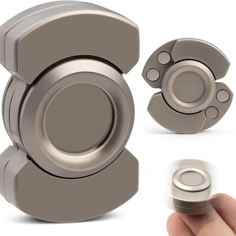 3-in-1 Fidget Toys Adults: Spinner, Slider, Clicker – Magnetic Stainless Steel Bearings for Super-Stable Rotation – Stress Relief, Enhanced Focus, and Habit Breaking, Christmas Party Favor Kid, Silver