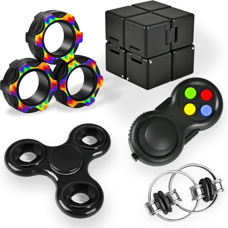 5PC Fidget Toys Adults Set Fidgets for Classroom Must Have Autism Sensory Pack Figette Cube  Special Treasure Prize Tool Stress Relief Desk Cool Gadget for Kids Teen Christmas Stocking Stuffer