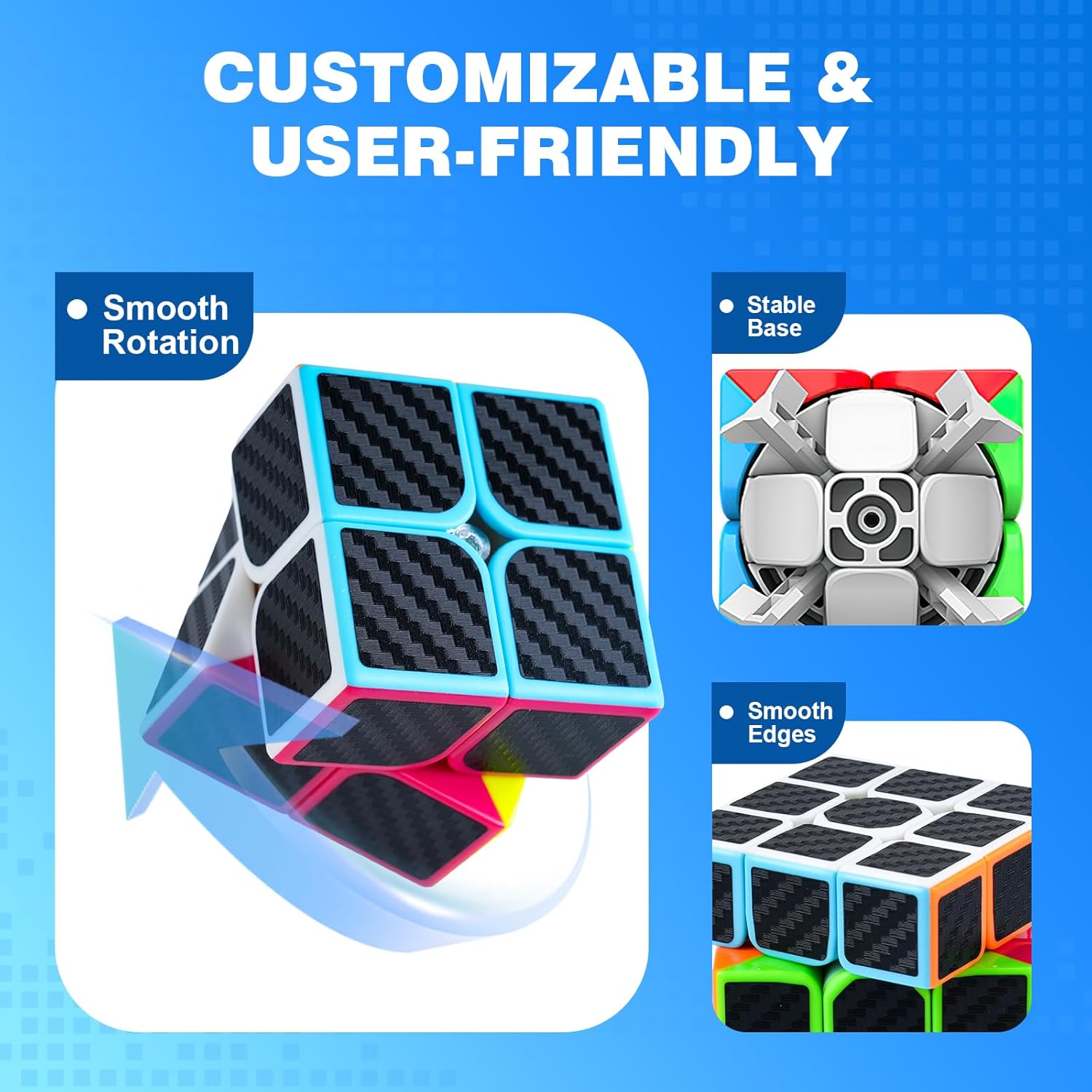 Speed Cube Set 5 Pack Bundle of 2x2, 3x3, 4x4, 5x5, Pyraminx Magic Speed Cube, Puzzle Cube for Kids & Beginner & Adults - Image 2