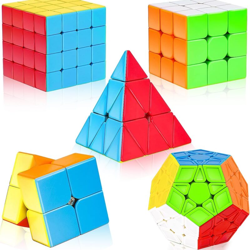 Speed Cube Set, 5 Pack Speed Magic Cube with Speed Cube 3x3, 2x2, 4x4, Pyramid  Stickerless Cube for Kids Toddlers Adults, Puzzle Cube Set for Kid