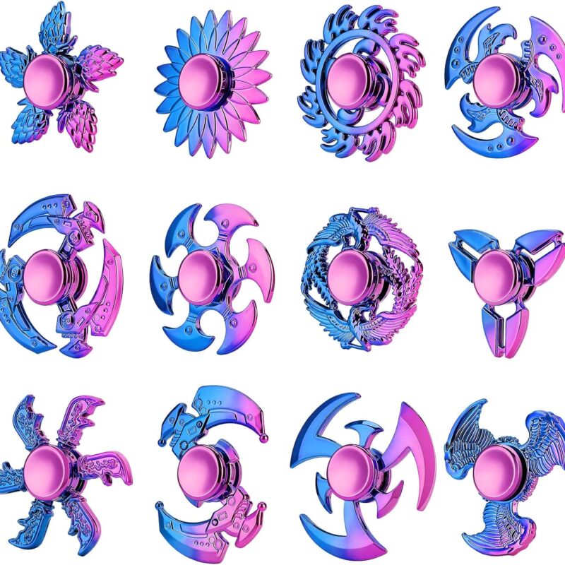 12 Pack Fidget Spinner, Christmas Fidget Spinners Bulk Sensory Fidget Toys for Kids and Adults - Christmas Party Favor Stress Relief Toy and Anxiety Reducer, Goodie Bag Fillers Classroom Prizes