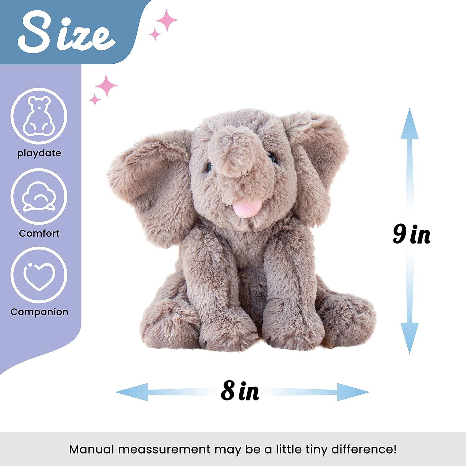 Adorable Plush Calf Elephant Toy Floppy Elephish Ultra Soft Stuffed Animal for Boys Girls Kids Toddlers, Gray, 9'' - Image 2
