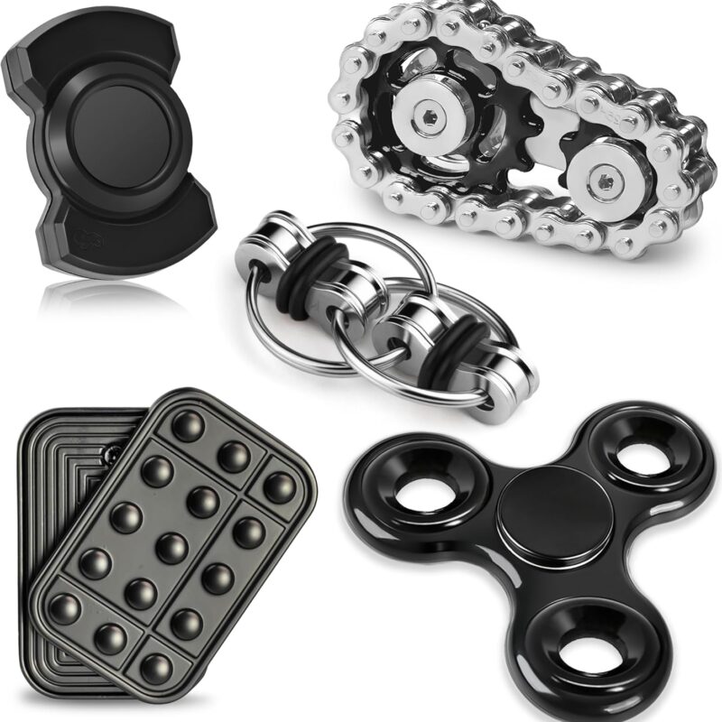 5 Pcs Fidget Toys Adults & Teen Metal Fidgets Spinner Magnetic Slider Cool Gadgets Office Desk Toy Stress Relief Sensory Items for Autism  Anxiety Stocking Stuffers for Teen Boys Adult Men Gift